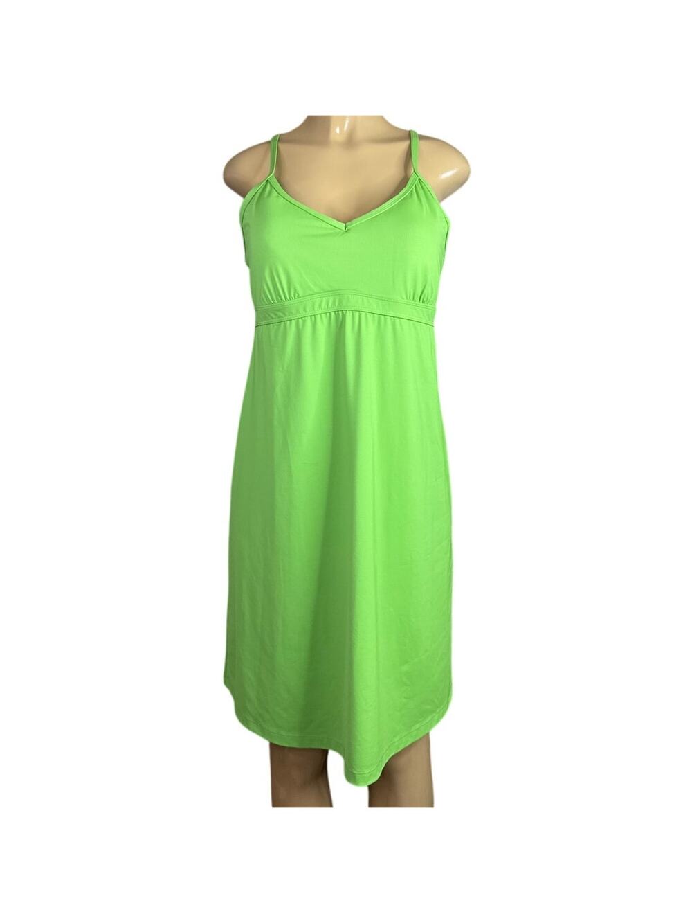 Athleta Shorebreak Swim Dress Racerback Shelf Bra Lime Green SZ Large